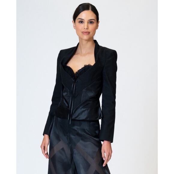 Alexander McQueen Black Lace Bustier Peplum Blazer 42 (6/8) - Picture 1 of 16